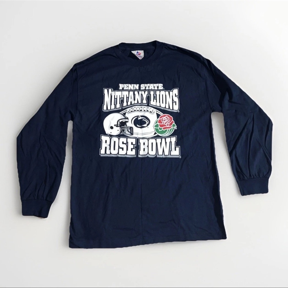 VTG Penn State Mens Large Blue Rose Bowl NCAA Football Long Sleeve T Shirt PSU
